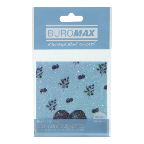 Блок пластиковий для нотаток з клейким шаром ARABESKI, 75x75мм, 50 арк., прозорий, блискучий, кобаль BM.2325-54