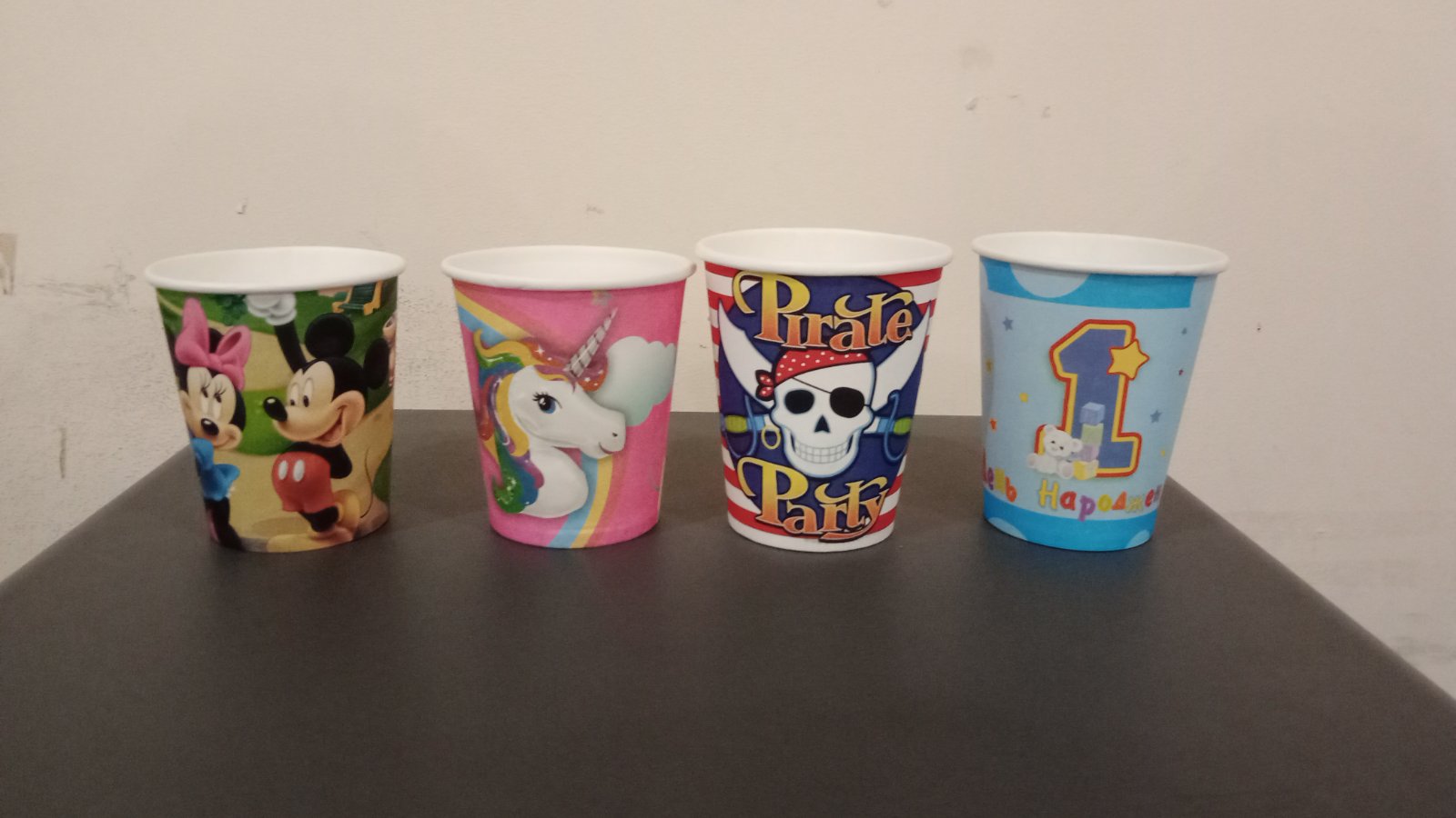 Стакан 0,185 паперовий в уп 6шт 1 Год, Пират, Микки