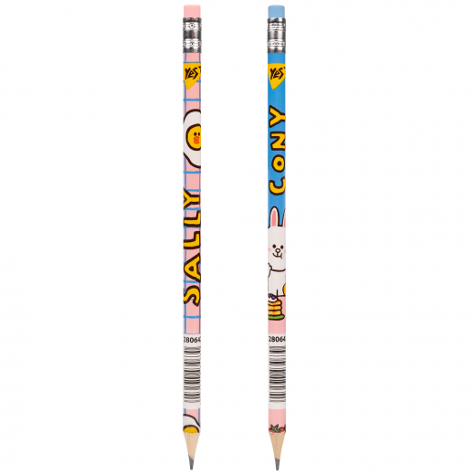Олівець чорнографітний YES "Line Friends. Sally and Cony" з гумкою