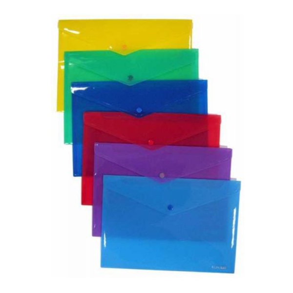 Папка-конверт А4 прозора на кнопці Economix Е31301, 180мкм, фактура "глянець", асорті