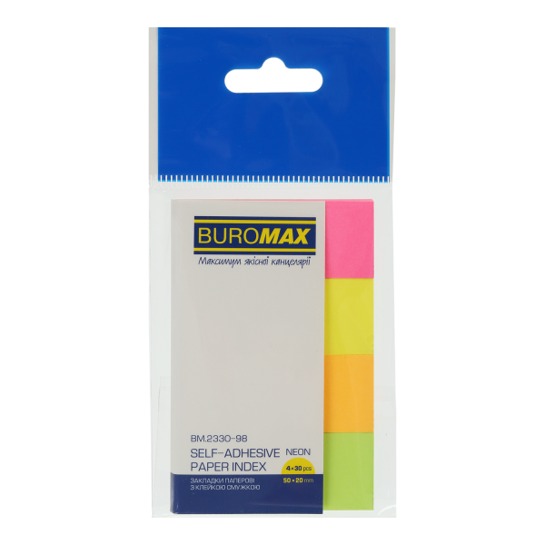 Закладки паперові 50x20мм, 4х30арк., асорті. неон BM.2330-98