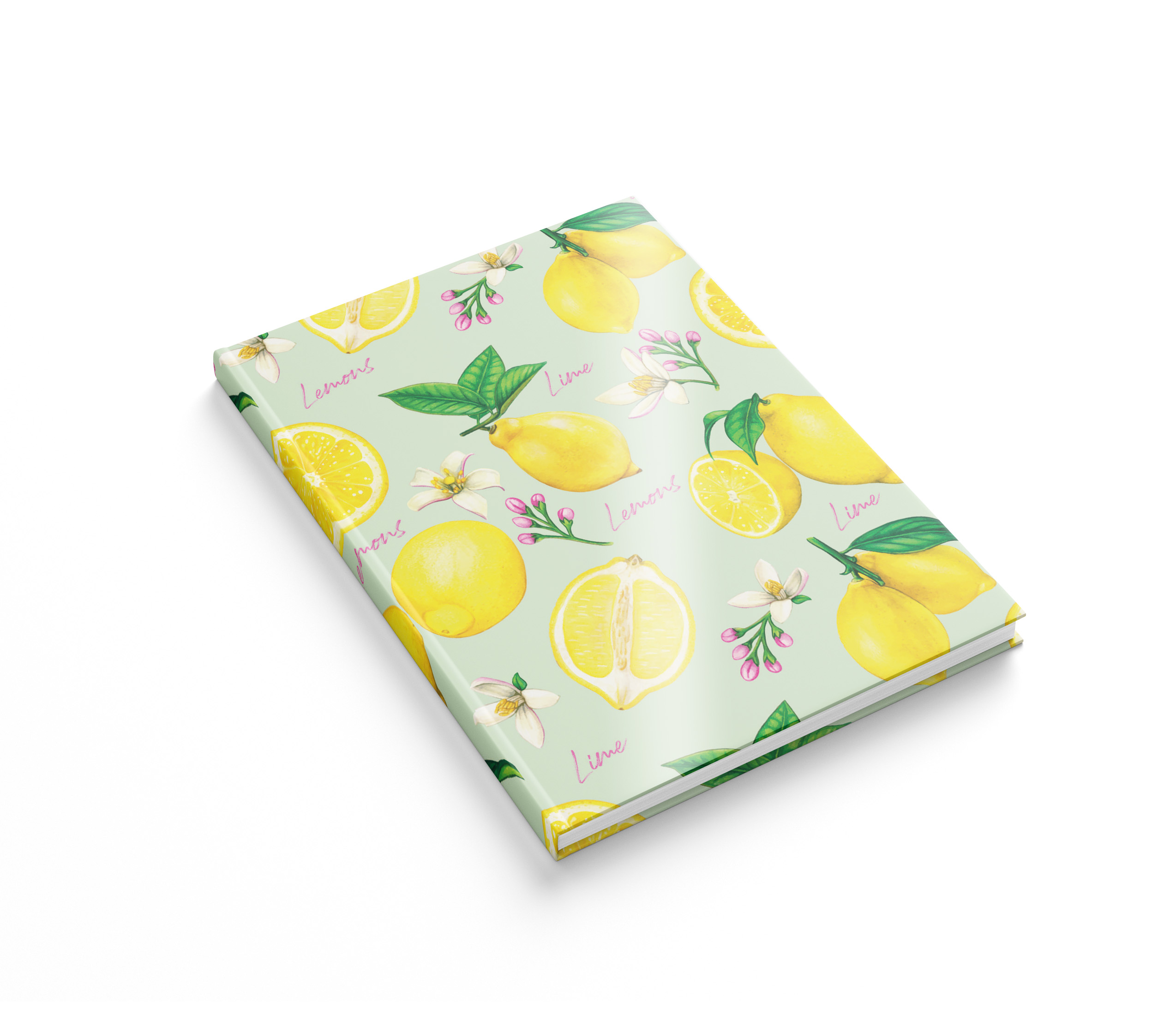 Блокнот А5, клітинка, 64 арк., ламінована тверда обкладинка, 1В2531, Лимони