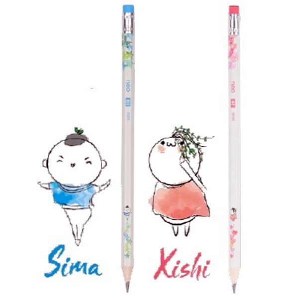 Олiвець чорнографітний Deli EU51200 мiкс НB неон з ластиком заточений дитячий