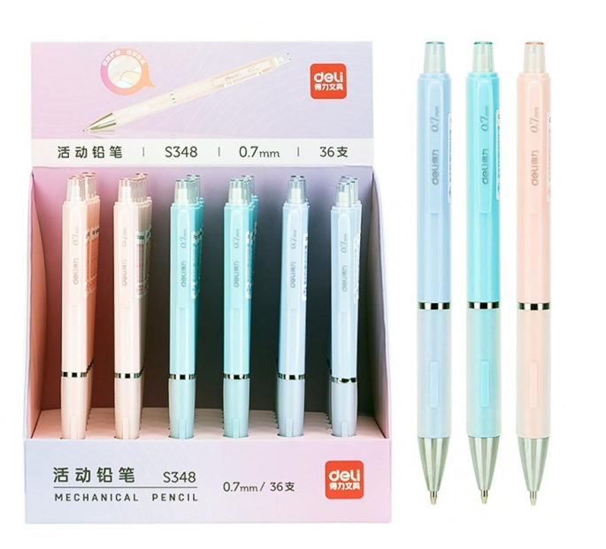 Олівець механічний Deli з гумкою, HB 0,7 мм S348