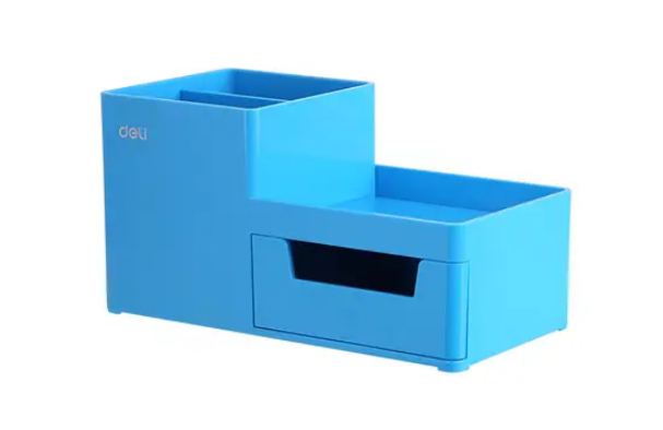 Підставка для ручок Deli органайзер пластик, 4 відд (блакитний) EZ251--