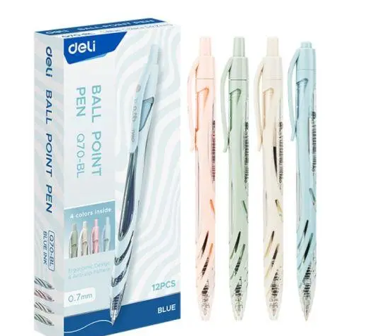 Ручка кулькова Deli авт. з гум.грип 0,7 мм, синій EQ70-BL