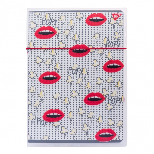 Блокнот А4 48арк клітинка. в пластиковій папці з малюнком "BBF POPCORN" YES