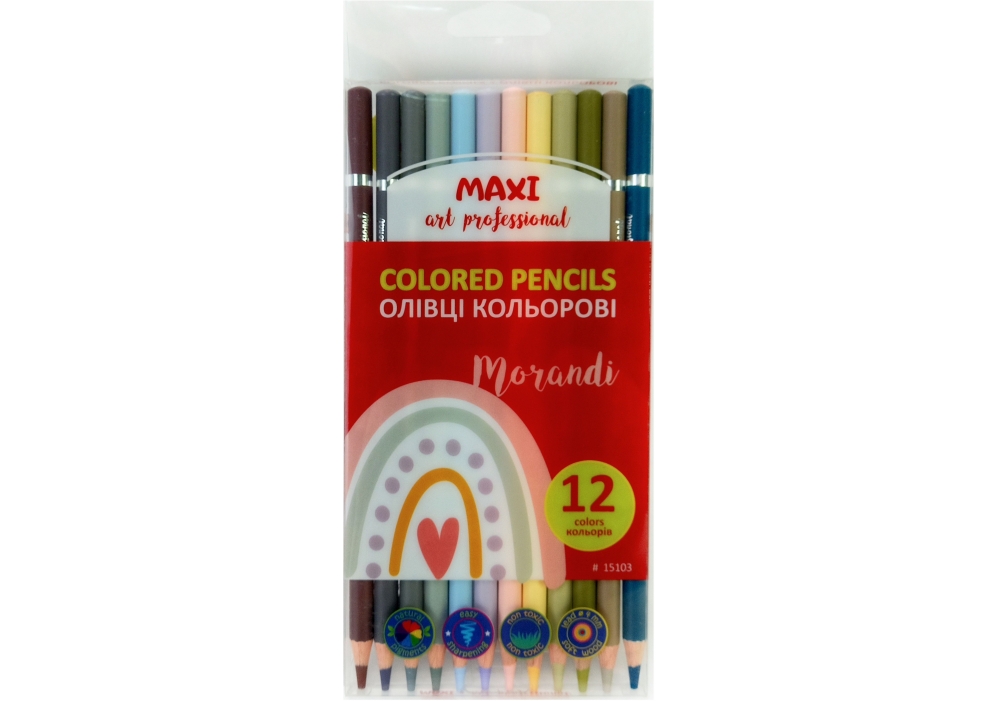Олівці кольорові Morandi, 12 шт., круглі MX15103
