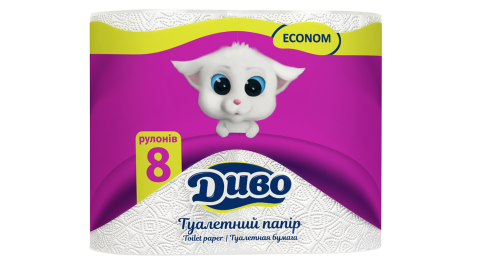 Папір туал. целюлоз. "Диво" Soft, по 8 рул., на гільзі, 2-х шар., білий тп.дв8б