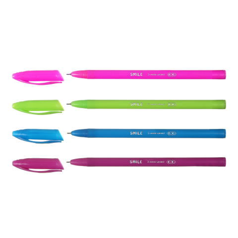 Ручка масляна 0.5мм, синя, з грипом, білий перламутровий. корпус, KIDS Line