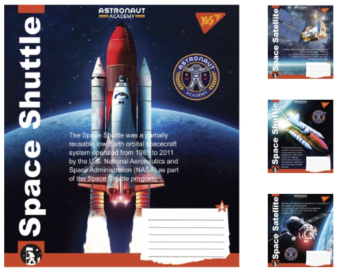 Зошит 36арк клітинка YES 765938 Astronaut academy
