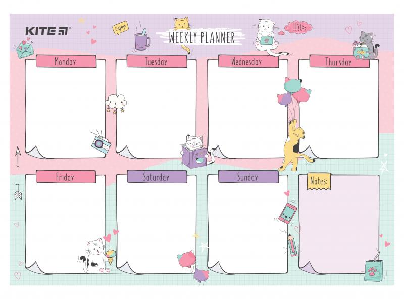 Планер настінний на тиждень,  А4, Cats