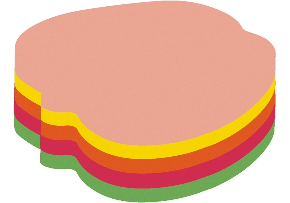 Блок для нотаток з клейким шаром "Яблоко" 45х50 мм Economix, 80 арк., неон мікс