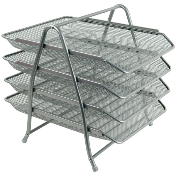 Лоток горизонтальний 4-в-1, металевий, срібний