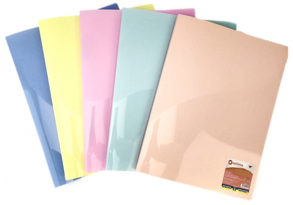 Папка-швидкозшивач А4 з пластиковим механізмом Optima CLIP A, пастельне асорті O31281