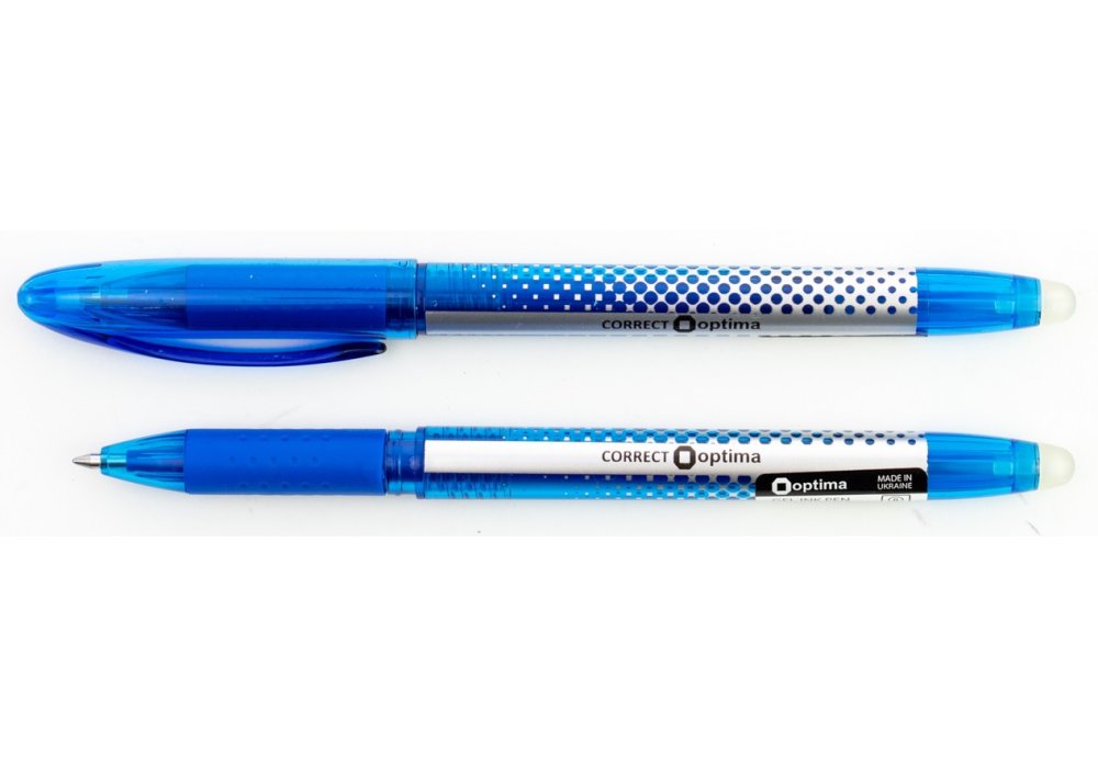 Ручка гелева самостираюча пиши-стирай  OPTIMA CORRECT 0,5 мм, пише синім