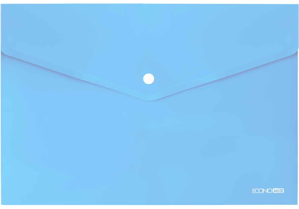 Папка-конверт А4 на кнопці Economix, 180 мкм, непрозора, фактура "глянець", пастельна блакитна E31301-82