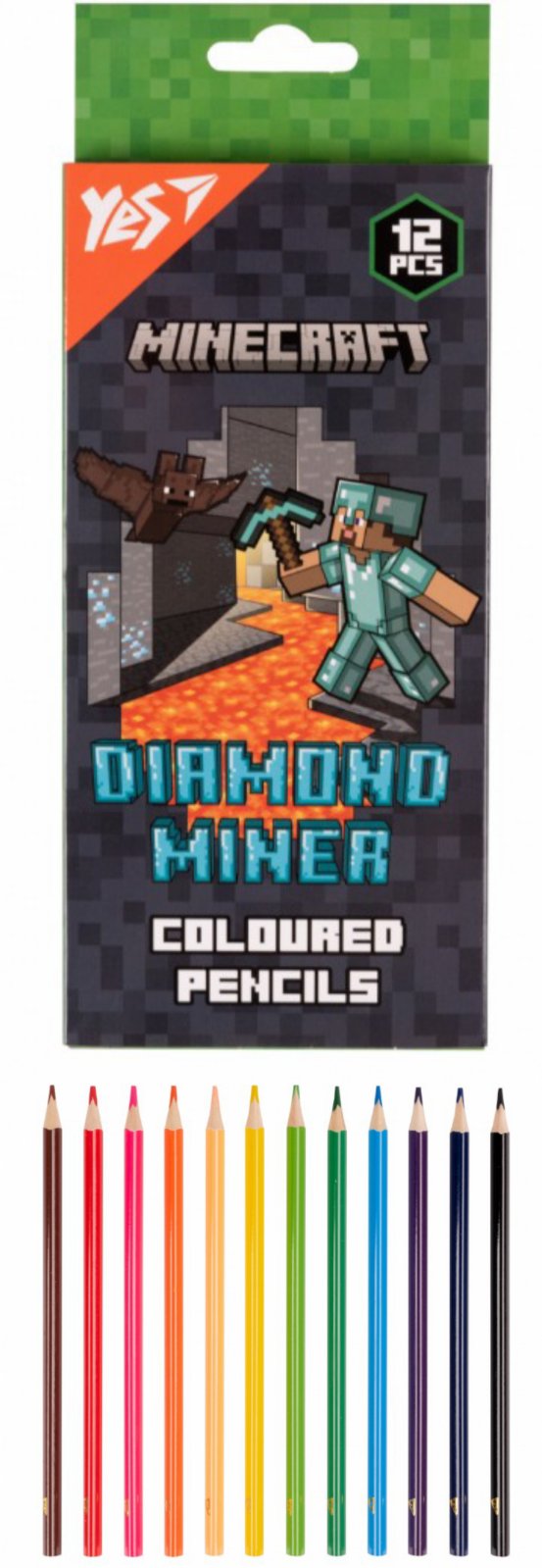 Олівці кольорові Yes 12 кольорів Minecraft Diamond Miner