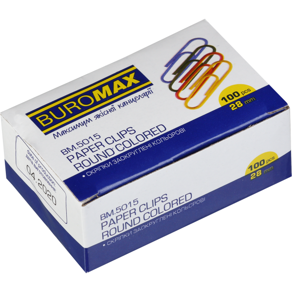 Скріпки кольорові 28 мм, 100 шт., круглі ВМ.5015