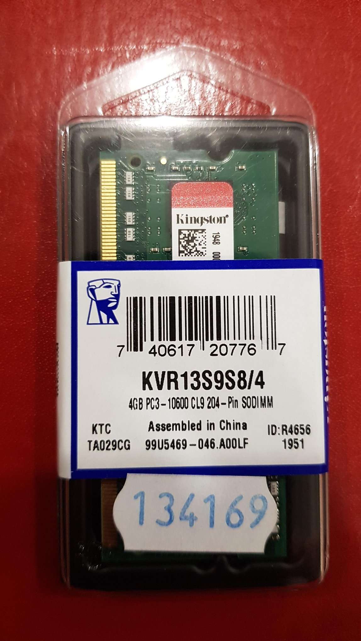 Пам'ять SO-DIMM 4Gb, DDR3, 1333MHz (PC3-10680), Kingston, 1.5V (KVR13S9S8/4) // Пам'ять SO-DIMM 4Gb, DDR3, 1333MHz (PC3-10680), Kingston