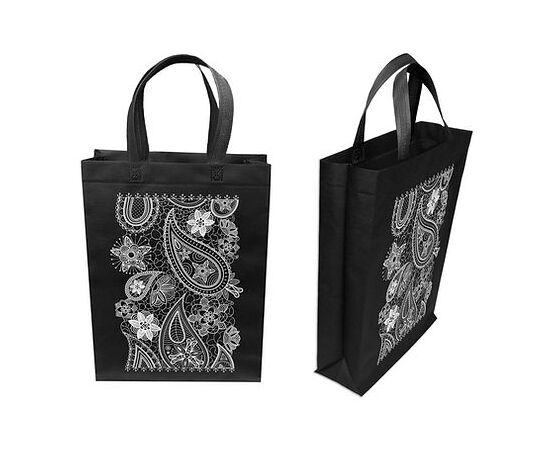 Еко- Сумка ВОХ з ручками і блискавкою Мереживо. 320-400-100. 80 гр . м кв.. Чорний