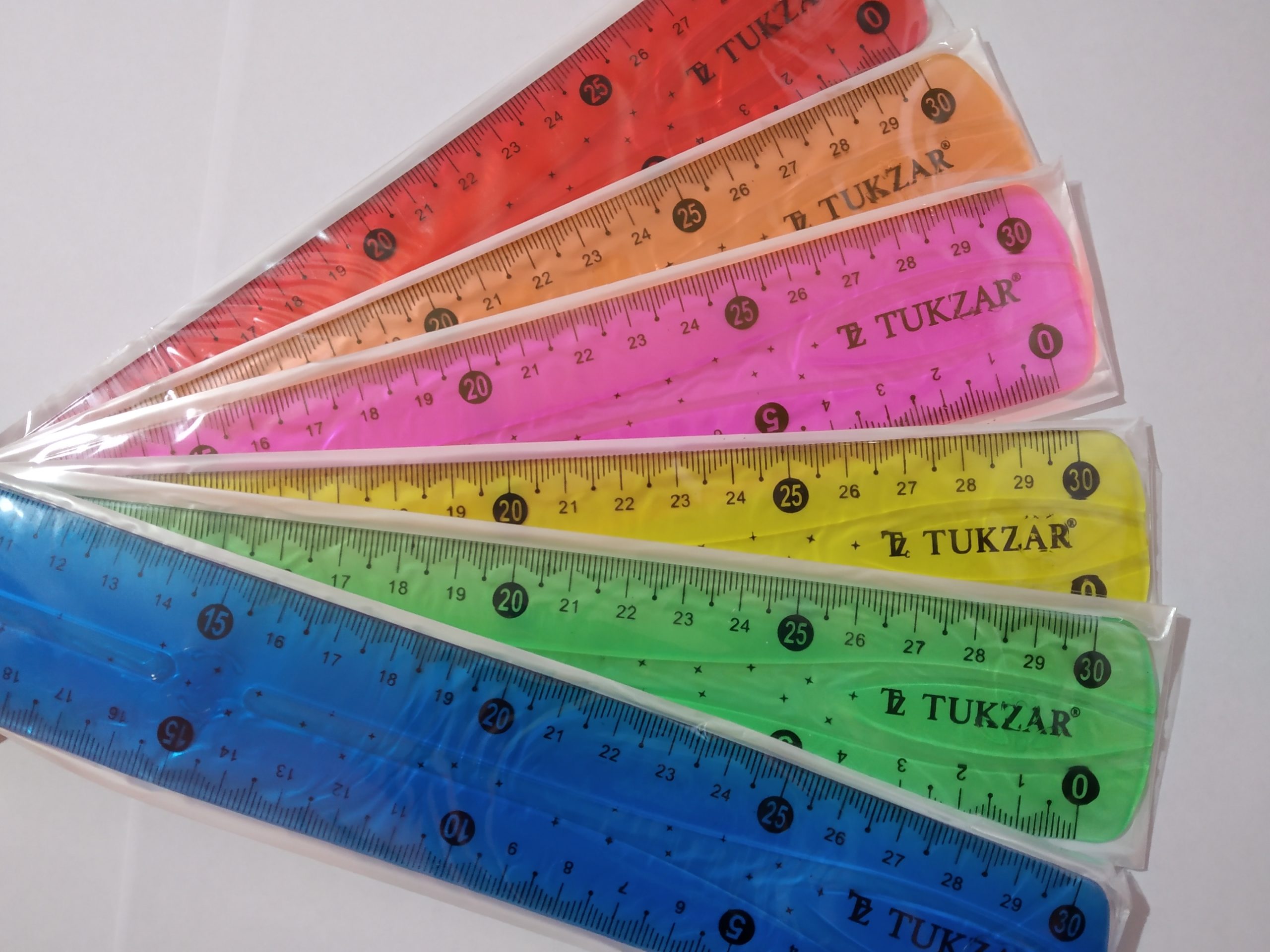 Лінійка пластикова гнучка 30см Tukzar TZ 7270 тонована асорті  ДИАМАНТ