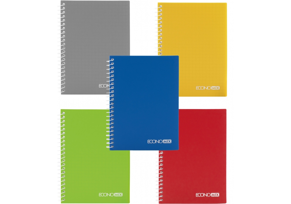 Блокнот А6, пластикова обкладинка, бічна спіраль, 80 арк., клітинка, 60г/м2, асорті