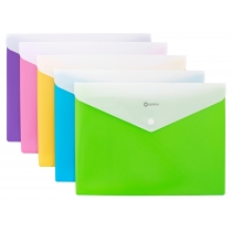 Папка-конверт А4 непрозора на кнопці Optima O35206-99, 2 відділення, 180 мкм, фактура "Вишиванка", асорті