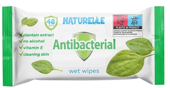 Вологі серветки "Naturelle" Antibacteria, lподорожник 48шт