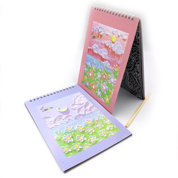 Скретчбук на спірал, гравюра "Квіти" 10сторінок, 14*20см