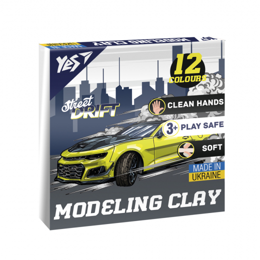 Пластилін YES "Drift King" 12 кольорів 240 г