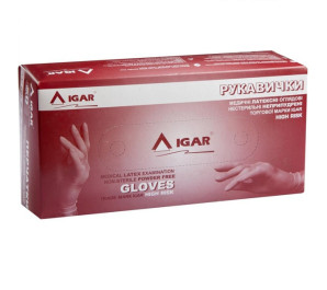 Рукавички латексні L надміцні сині Igar (25пар/уп)