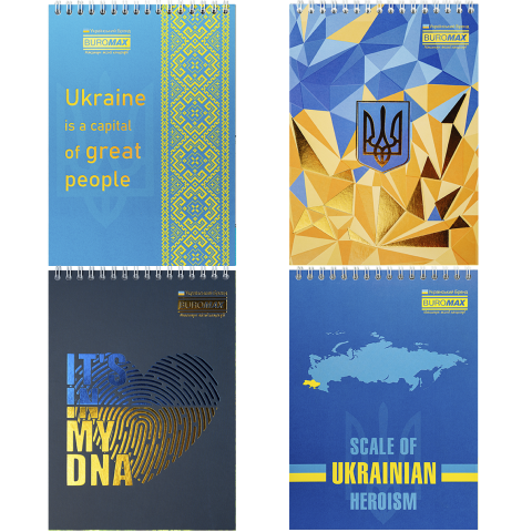 Блокнот на пружині зверху UKRAINE, А-5, 48л., клітка, картонна обкладинка, блакитний BM.24545115
