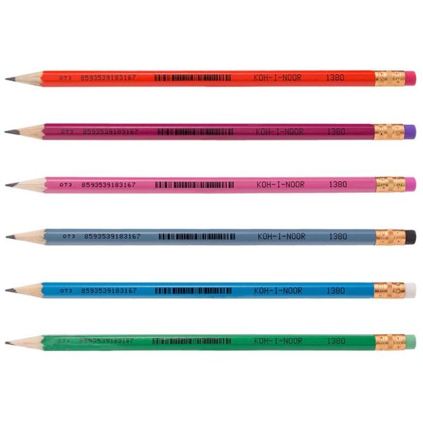 Олівець графітний ASTRA, НВ, гумка 1380 асорті