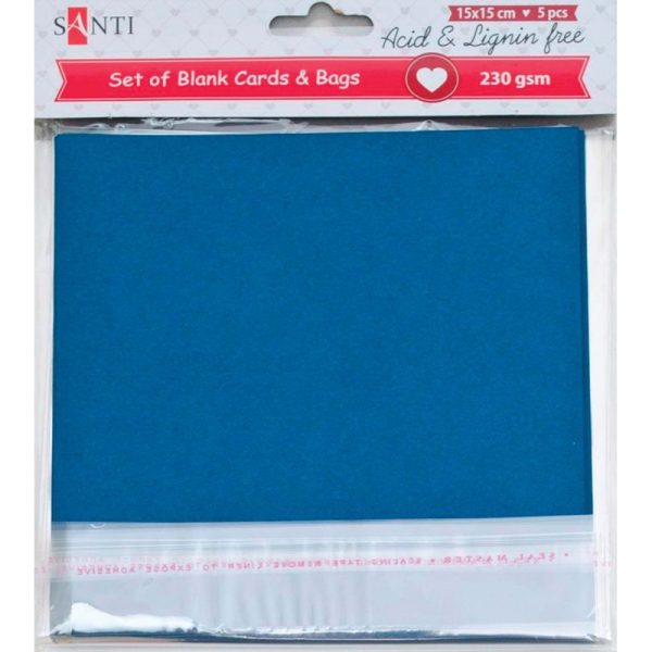 Набір темно-синіх заготовок для листівок, 15см*15см, 230г/м2, 5шт.
