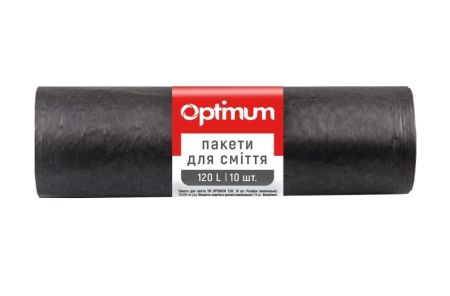 Пакет для сміття 120л 70*100 10шт надміцний чорний OPTIMUM 34шт/уп 16118250