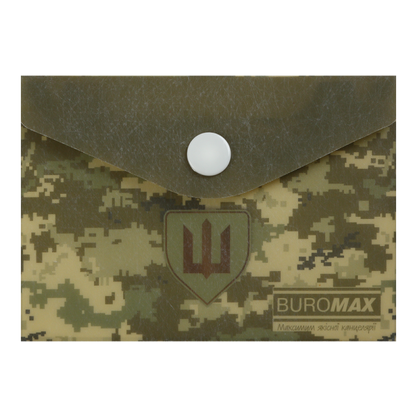 Папка-конверт на кнопці ,MILITARY A7, непрозорий матовий, пластик, зелений BM.3923-04