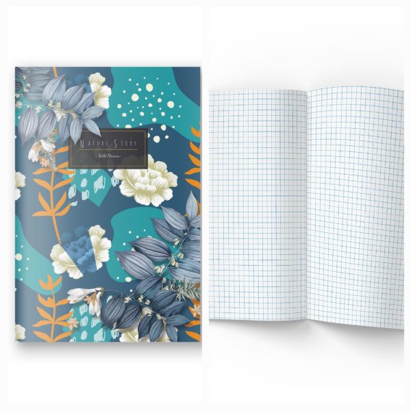 Книга канцелярська А4 48арк клітинка офсет 1В2430 Квіти