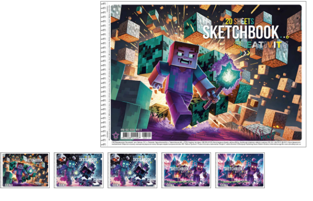 Альбом для малювання, спiраль, 20арк., 100г/м2, УФ-лак,PB-SC-020-8511  Star