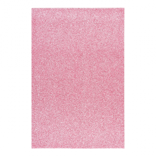 Фоаміран ЕВА рожевий з глітером, 200*300 мм, товщина 1,7 мм,  742678     1 аркуш