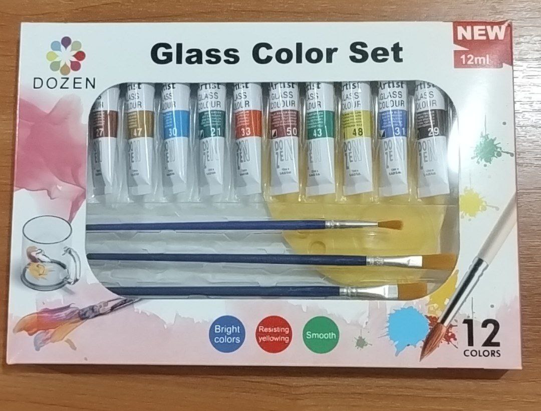 DSCN0681 Фарби для скла і кераміки Dozen 12мл*12шт. з 3 пензликами DSCN0681