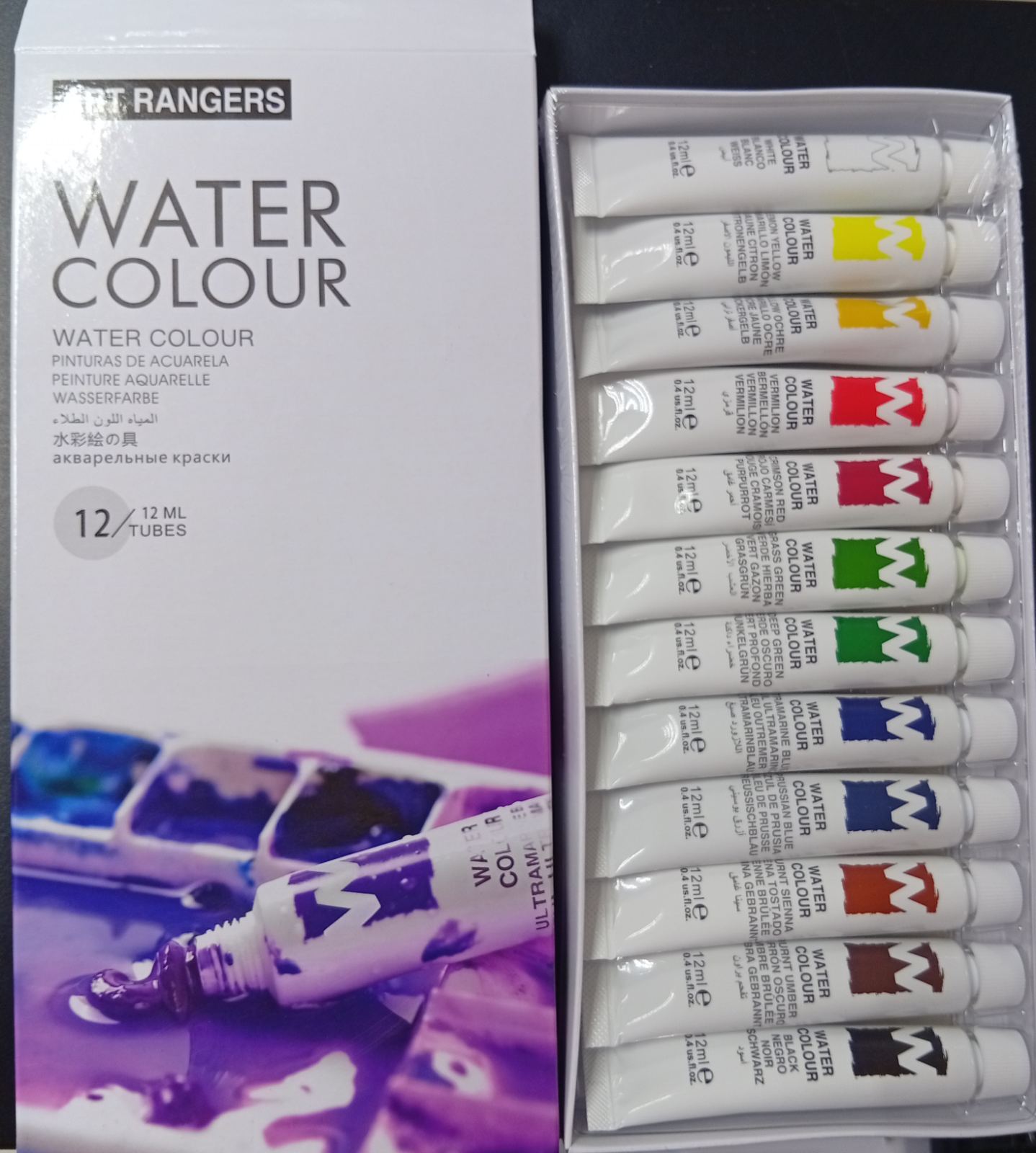 Фарба акварель "Basics" 12кол*12мл  пластик туб EW1212C-3