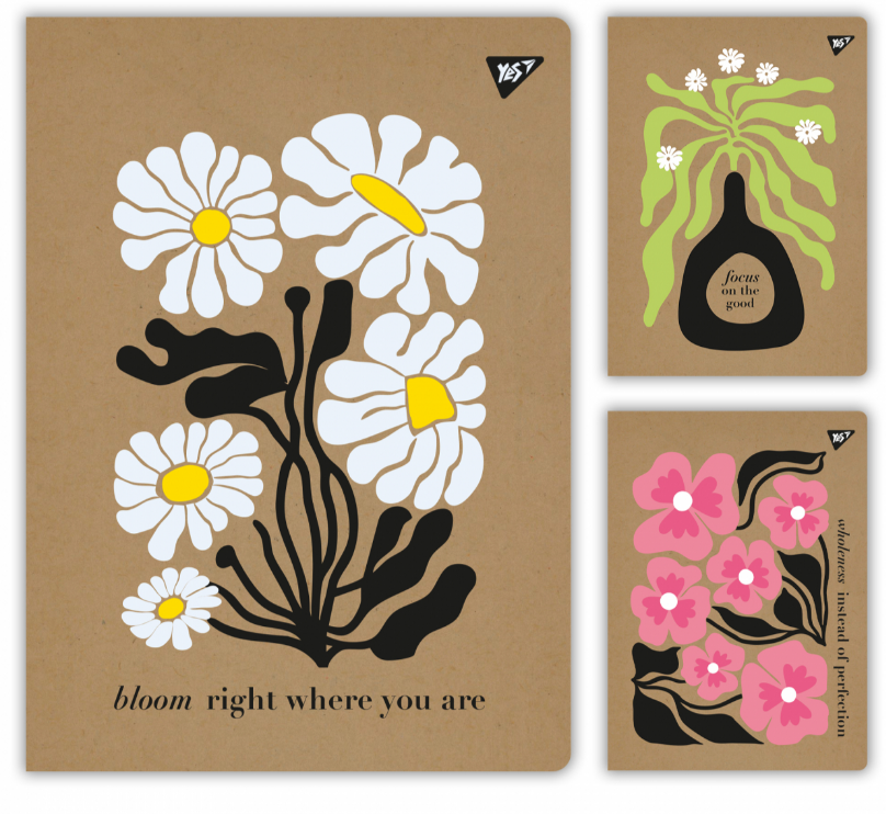 Зошит для записів Yes Flowers 48 А4 аркушів клітинка крафт