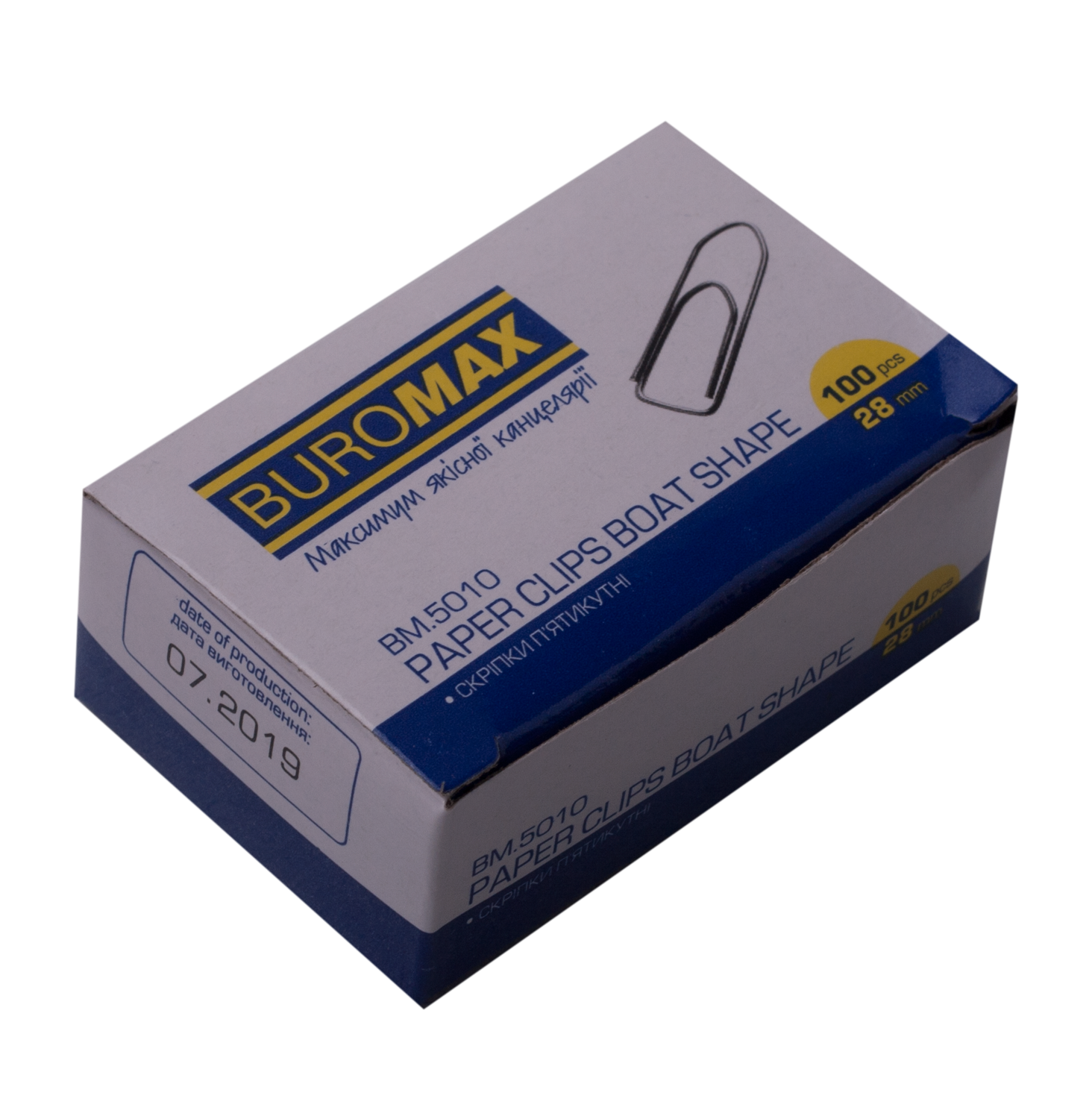 Скріпки нікельовані 28мм, 100шт., п'ятикутні, нікельовані BM.5010