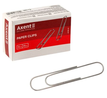 Скріпки 78мм 50шт нікельовані заокруглі рифлені Axent 4103-a 10/100шт/уп
