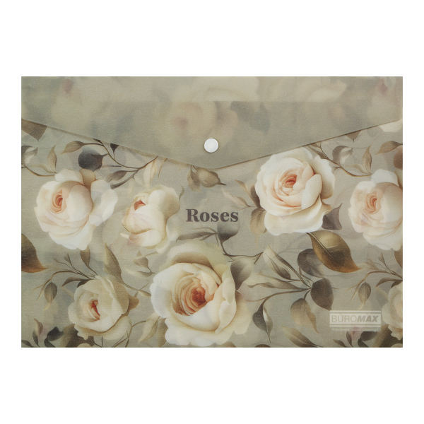 Папка-конверт на кнопці ARABESKI, А4, напівпрозорий матовий, пластик, світло-сірий