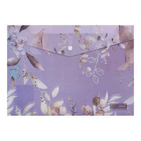 Папка-конверт на кнопці ARABESKI, А4, напівпрозорий матовий, пластик, сливовий BM.3943-48