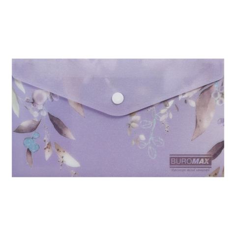 Папка-конверт на кнопці ARABESKI, DL,  матовий напівпрозорий пластик, сливовий BM.3853-48