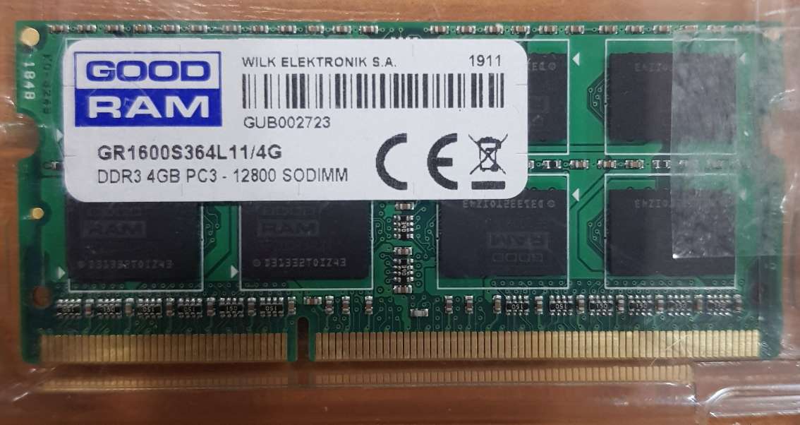 Пам'ять SO-DIMM 4Gb, DDR3, 1600MHz (PC3-12800), Goodram, 1.5V (GR1600S364L11/4G)