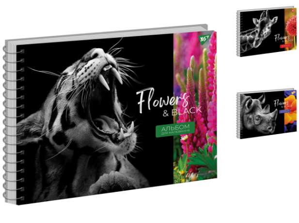 Альбом для малювання  20арк на спіралі Yes 130550 "Flowers&Black"